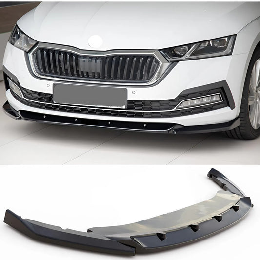 Front Bumper Lip Skoda Octavia 4 2020+ Max V1  Black Vacuum Plastic AutoVision