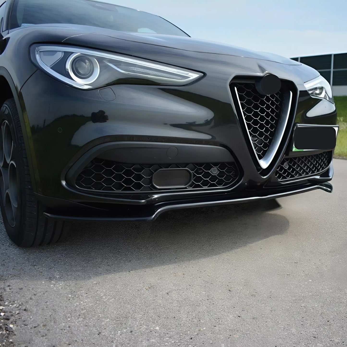 Autovision pour Alfa Romeo Stelvio 2017 Lèvre de pare-chocs avant Piano Black Vacuum