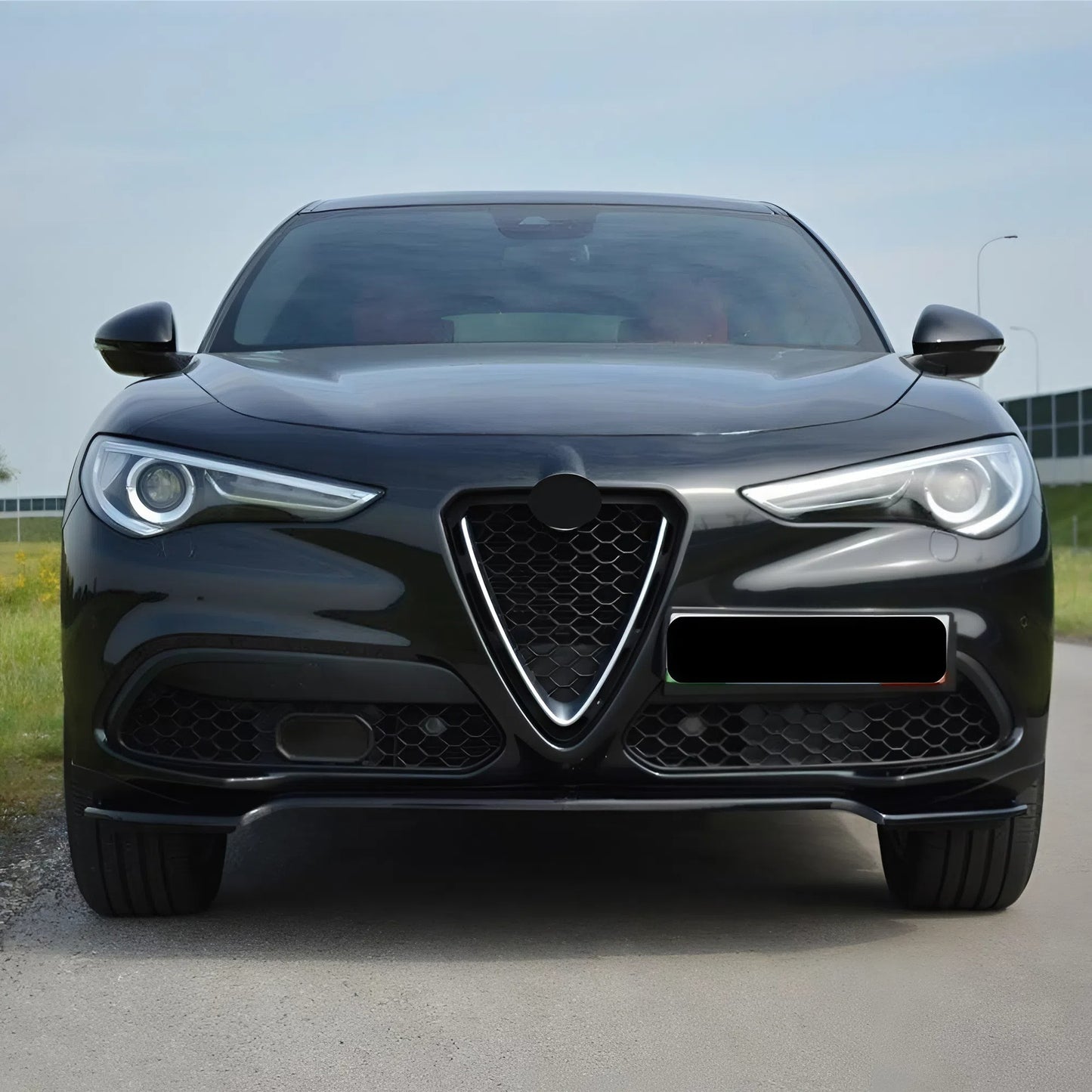 Autovision pour Alfa Romeo Stelvio 2017 Lèvre de pare-chocs avant Piano Black Vacuum