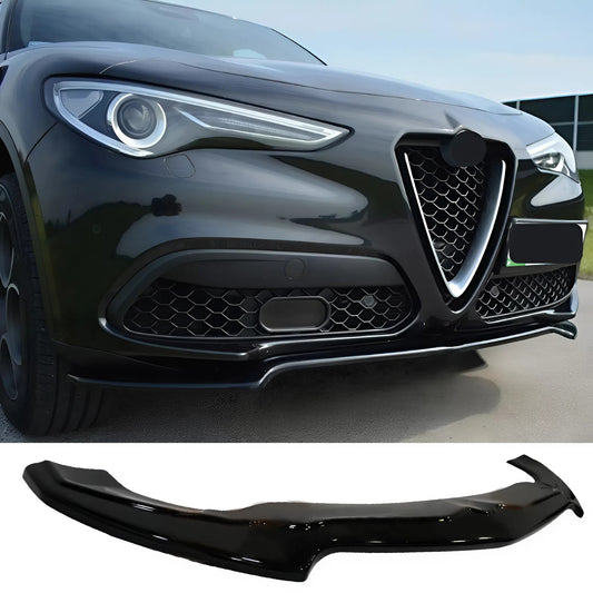 Autovision for Alfa Romeo Stelvio 2017 Front Bumper Lip Piano Black Vacuum