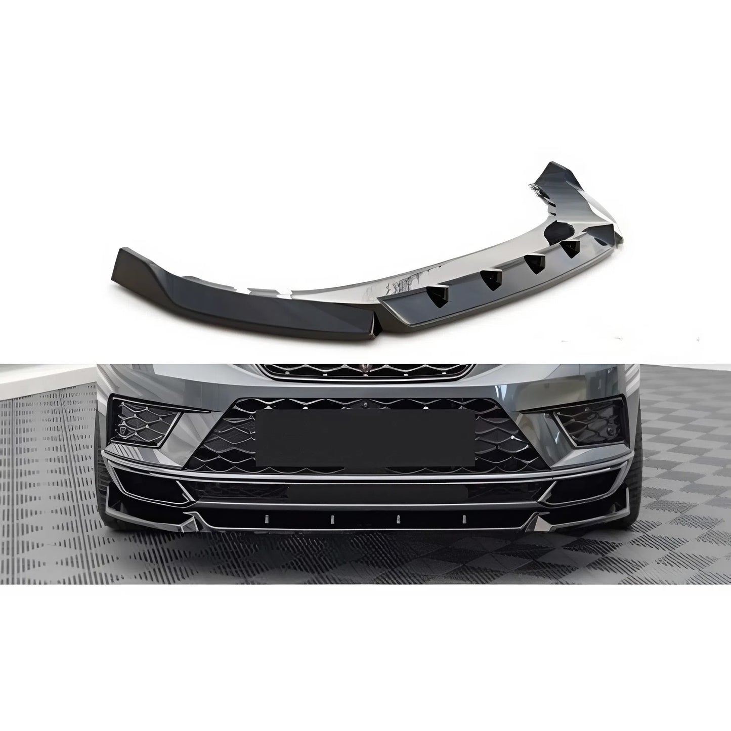 Front Bumper Lip for Cupra Ateca Max V1 2021+ Glossy Black Vacuum Plastic AutoVision