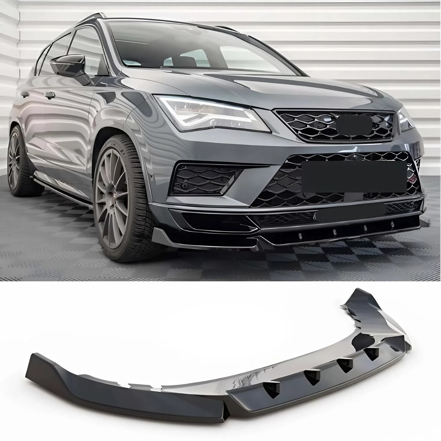Front Bumper Lip for Cupra Ateca Max V1 2021+ Glossy Black Vacuum Plastic AutoVision