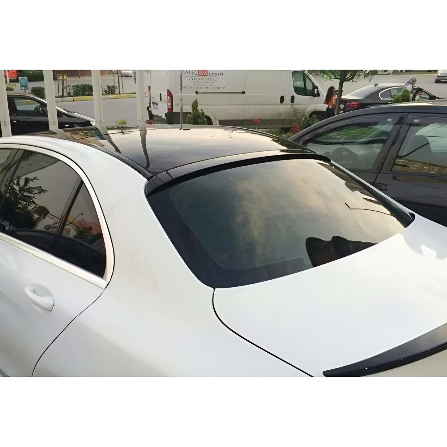 For Mercedes W205 AMG 2015-2021 C300 C400 C63 4 Door Sedan Roof Wing Roof Top Rear Spoiler Gloss Piano Black ABS Plastic