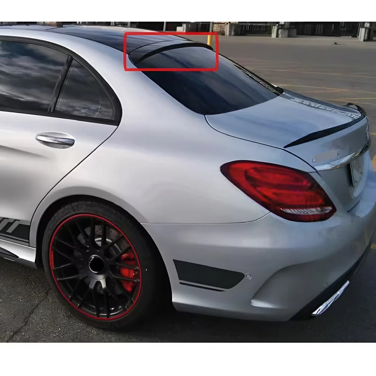 For Mercedes W205 AMG 2015-2021 C300 C400 C63 4 Door Sedan Roof Wing Roof Top Rear Spoiler Gloss Piano Black ABS Plastic