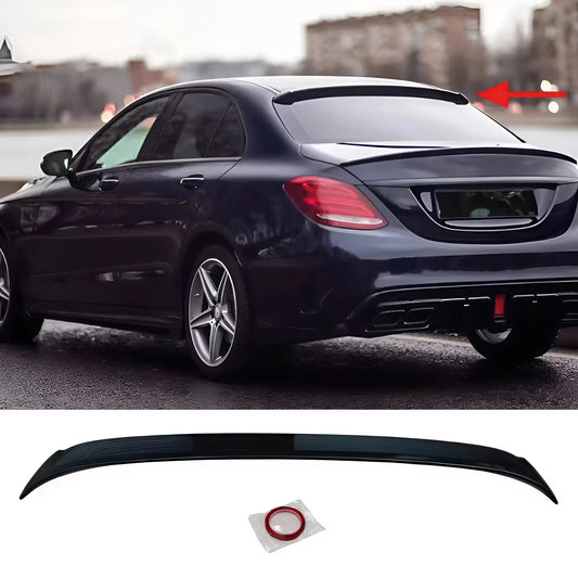 For Mercedes W205 AMG 2015-2021 C300 C400 C63 4 Door Sedan Roof Wing Roof Top Rear Spoiler Gloss Piano Black ABS Plastic