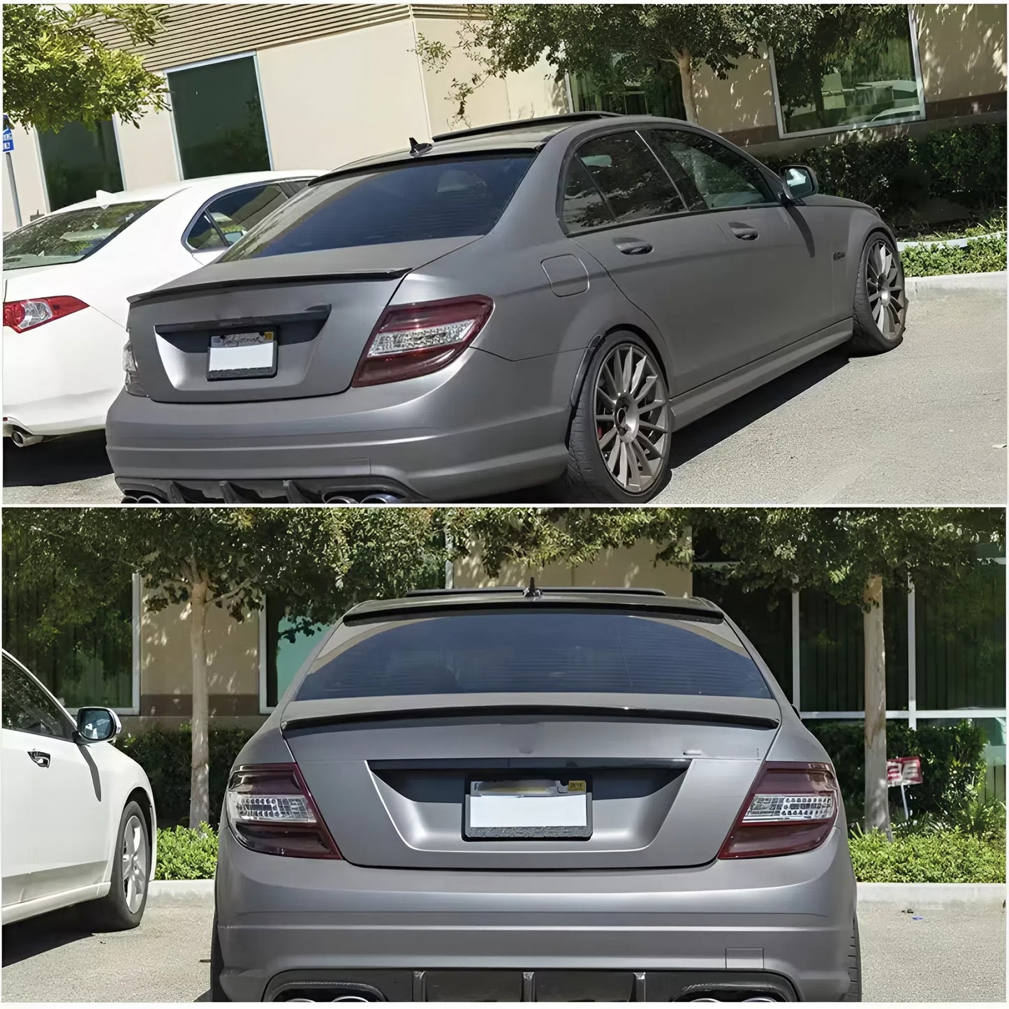 For Mercedes W204 C250 C300 C63 2007-2014 Roof Spoiler AMG Sedan Gloss Piano Black ABS Plastic