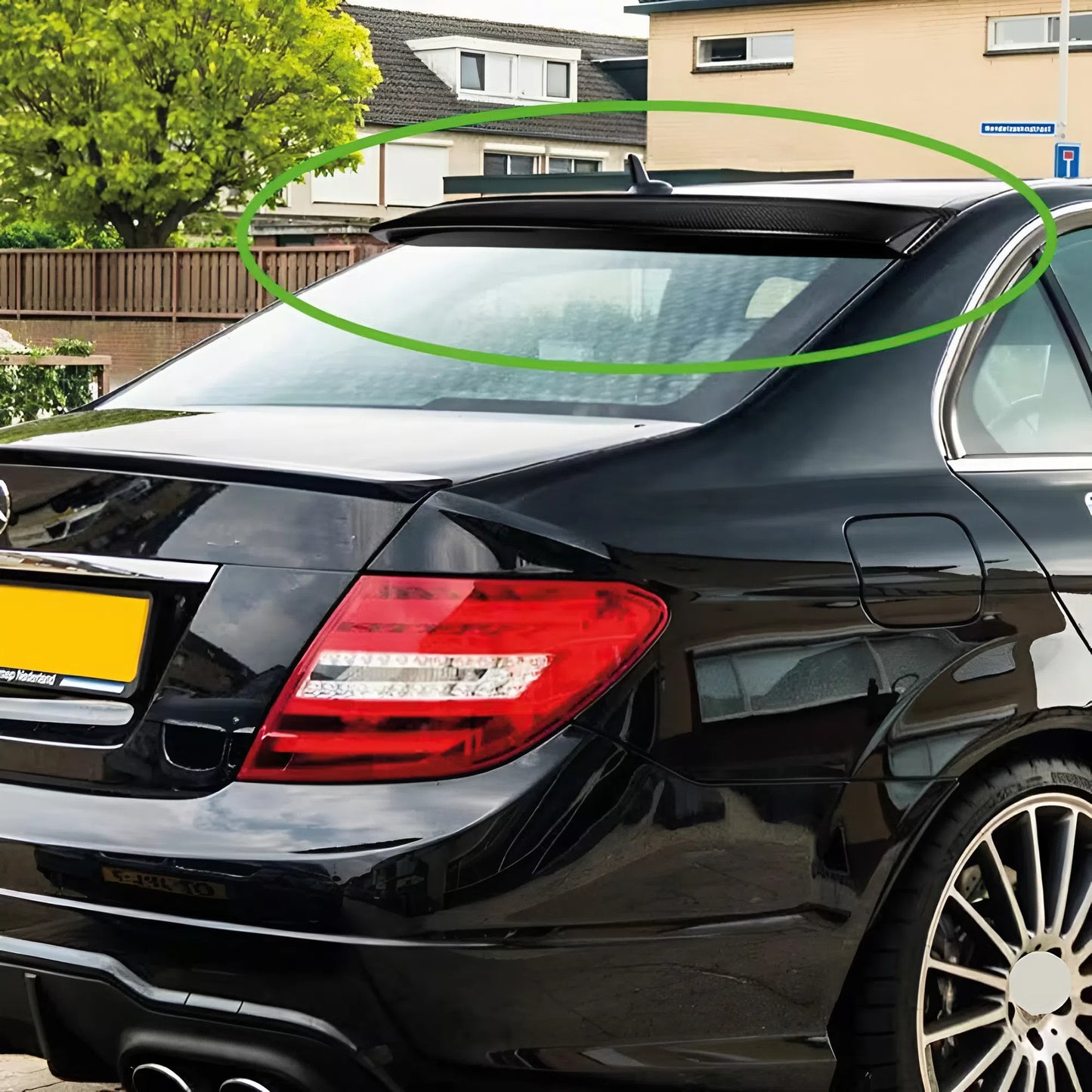 For Mercedes W204 C250 C300 C63 2007-2014 Roof Spoiler AMG Sedan Gloss Piano Black ABS Plastic