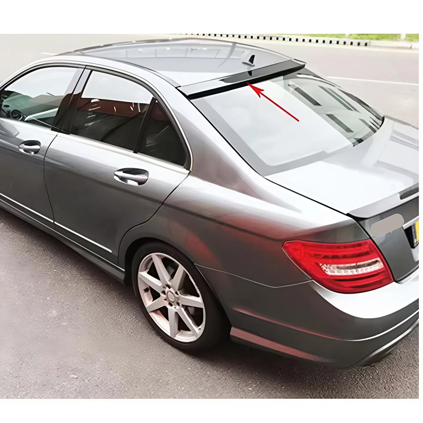 For Mercedes W204 C250 C300 C63 2007-2014 Roof Spoiler AMG Sedan Gloss Piano Black ABS Plastic