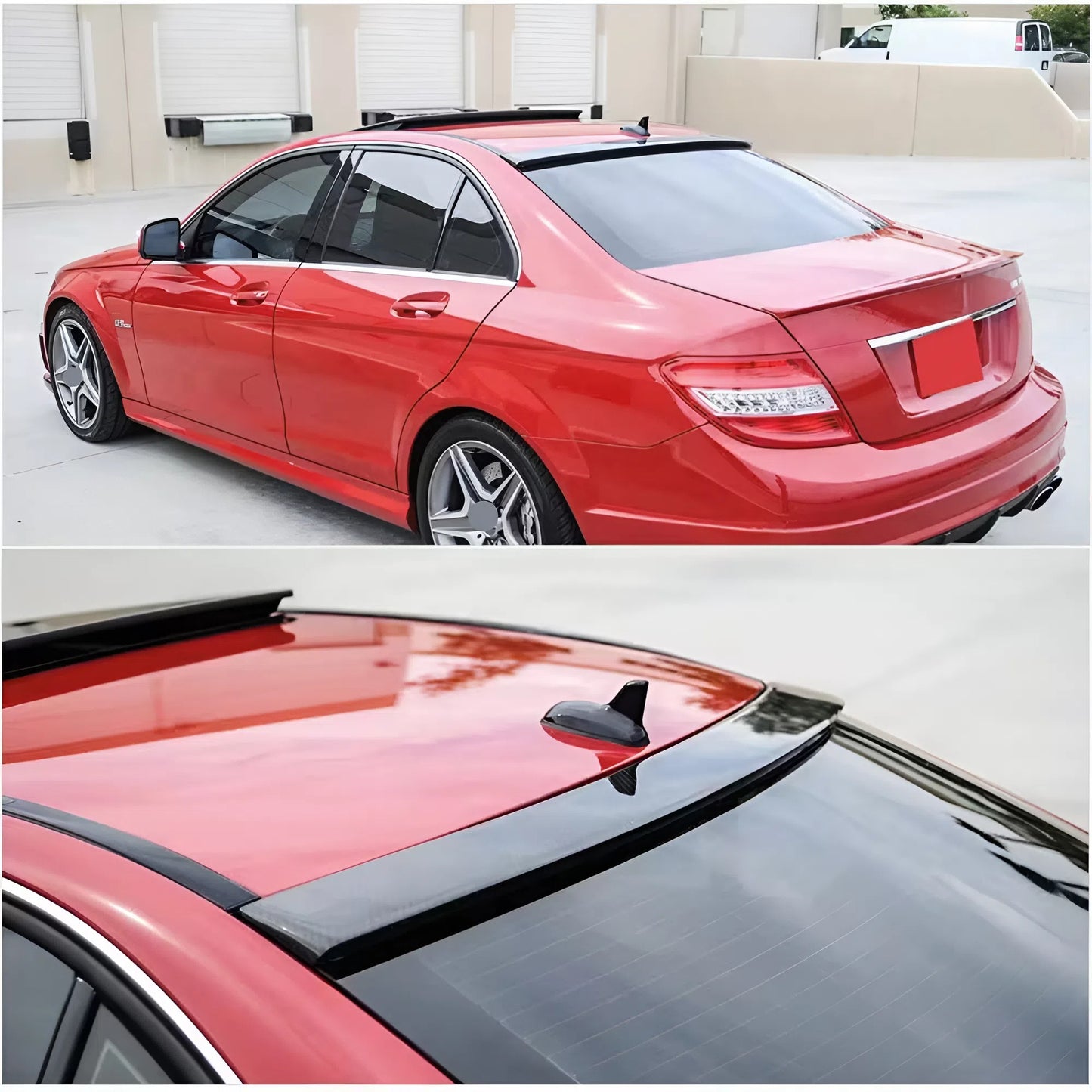For Mercedes W204 C250 C300 C63 2007-2014 Roof Spoiler AMG Sedan Gloss Piano Black ABS Plastic