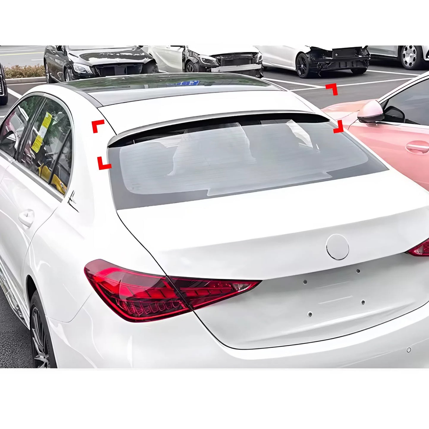 For Mercedes-Benz C-Class W206 2022-2025 Blade Style Roof Spoiler Wing Piano Black ABS Plastic