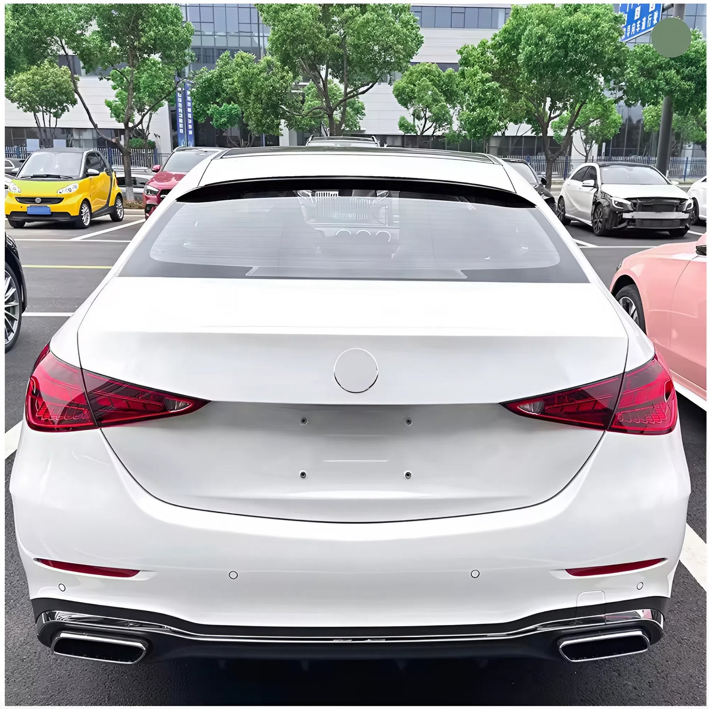 For Mercedes-Benz C-Class W206 2022-2025 Blade Style Roof Spoiler Wing Piano Black ABS Plastic
