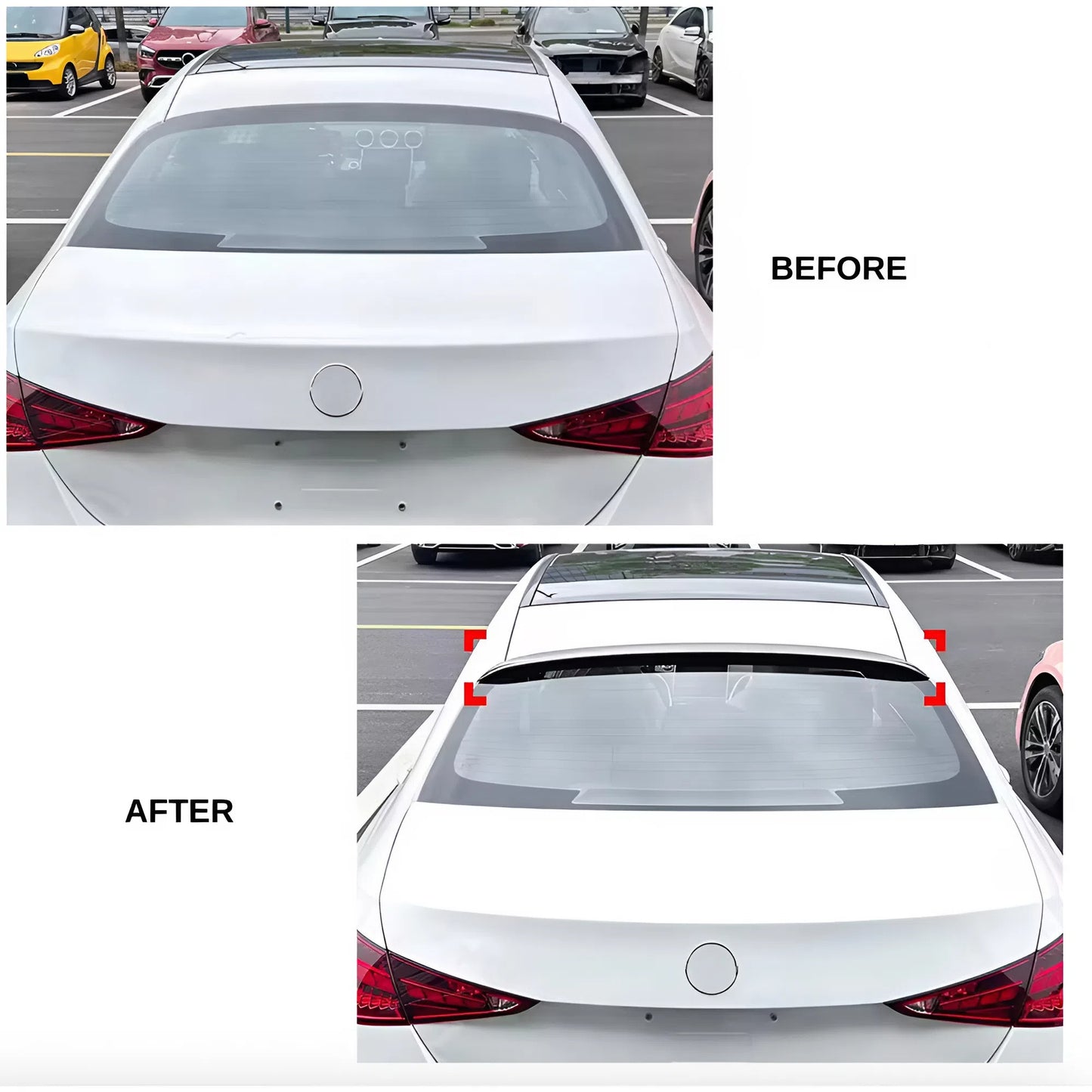 For Mercedes-Benz C-Class W206 2022-2025 Blade Style Roof Spoiler Wing Piano Black ABS Plastic