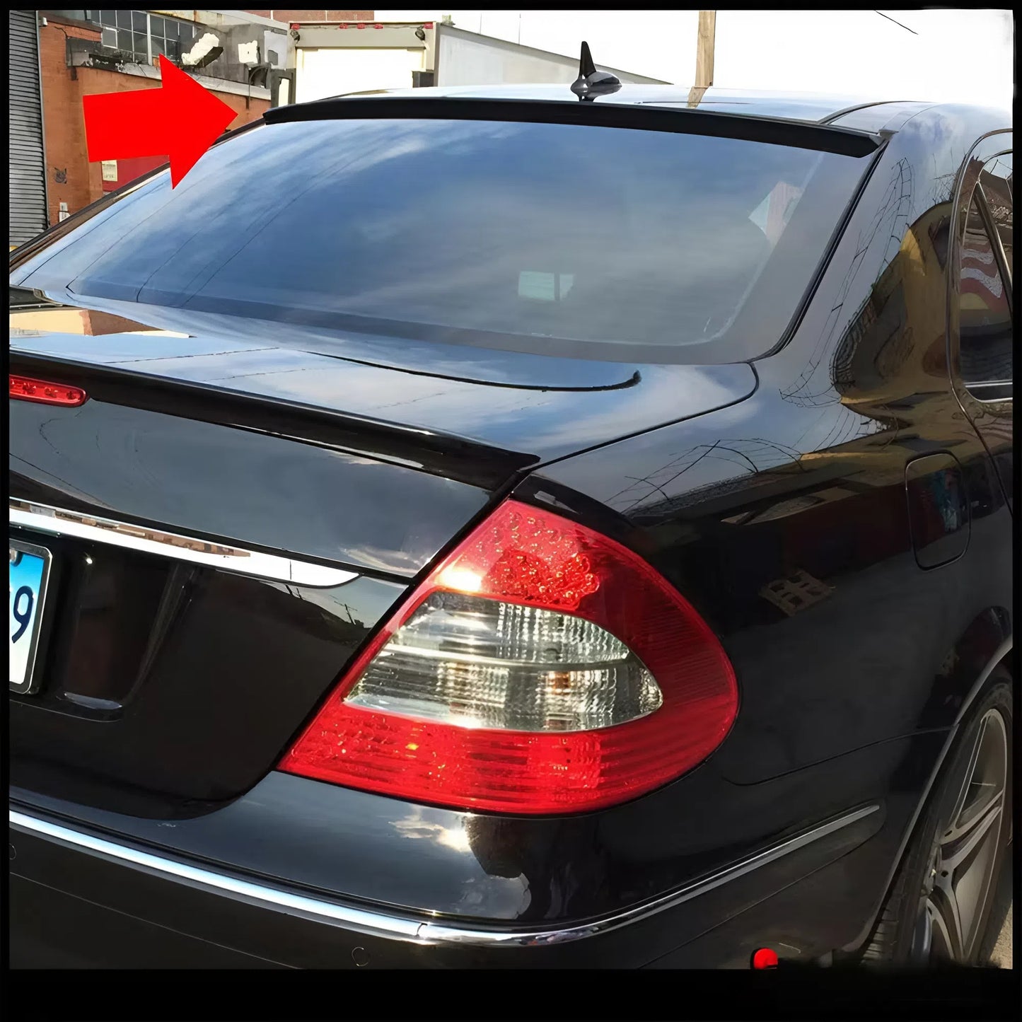For Mercedes W211 2002-2009 Roof Spoiler Gloss Piano Black ABS Plastic Sport Style