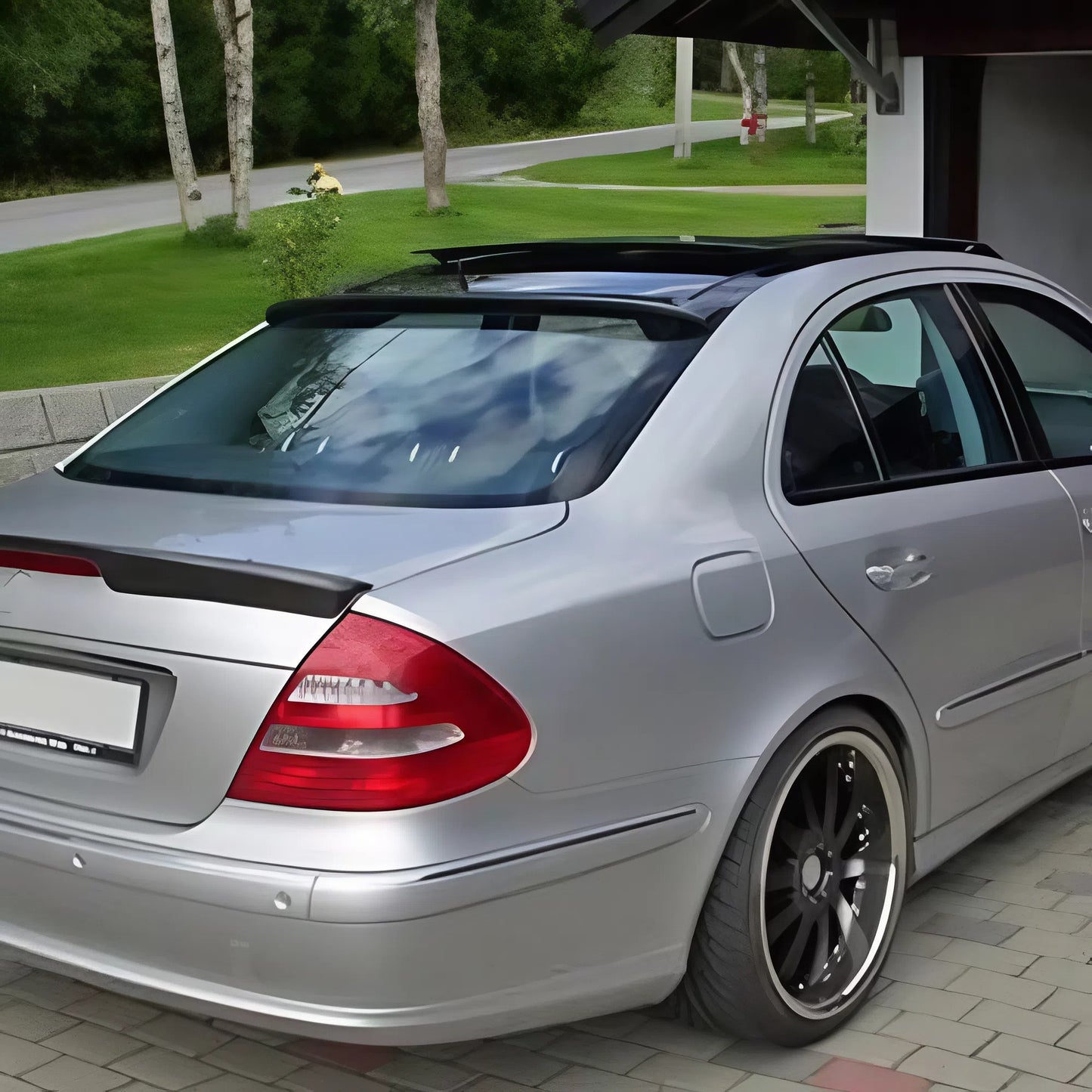 For Mercedes W211 2002-2009 Roof Spoiler Gloss Piano Black ABS Plastic Sport Style