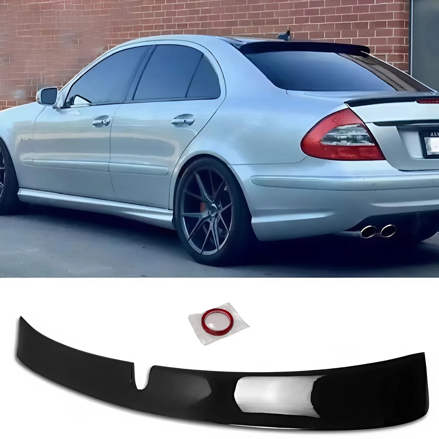 For Mercedes W211 2002-2009 Roof Spoiler Gloss Piano Black ABS Plastic Sport Style