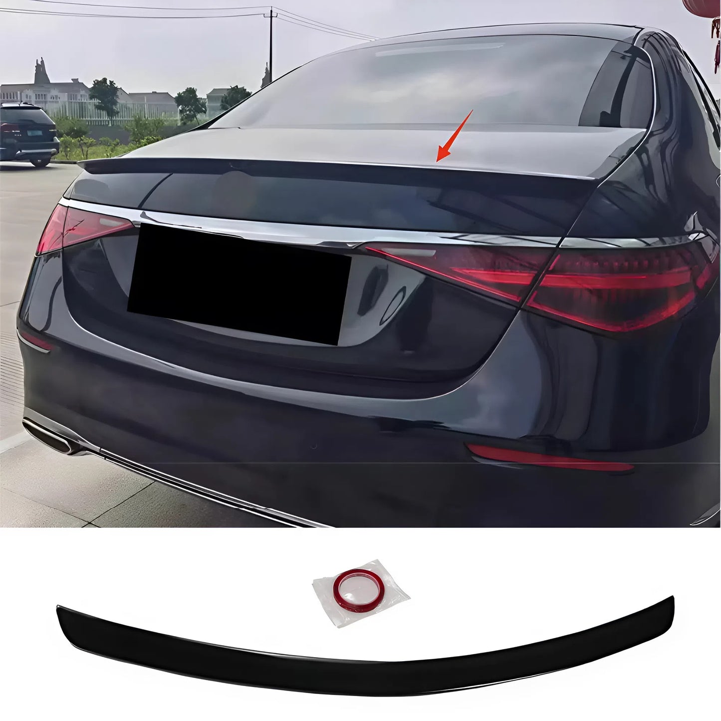 For Mercedes S Class W223 2021-2024 S450L S500 S580 Sedan 4-Door Rear Spoiler Gloss Piano Black Aerodynamic Design Exterior Styling Accessory
