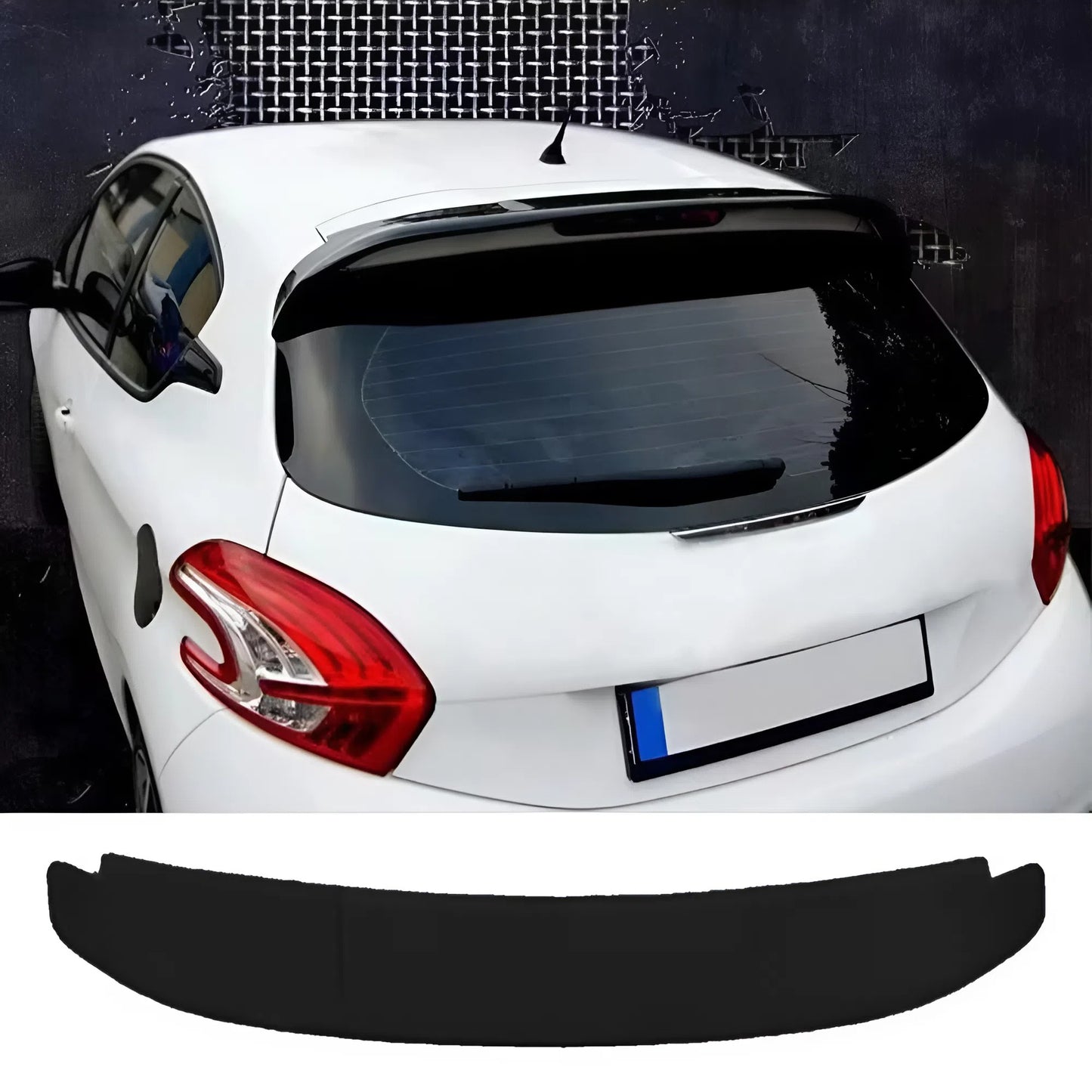 For Peugeot 208 Mk1 2012-2019 Roof Top Rear Spoiler Gloss Piano Black ABS Plastic
