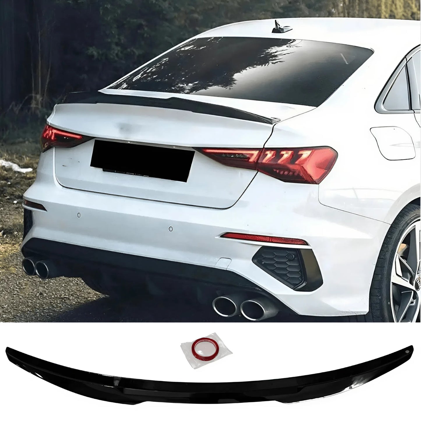 For Audi A3 8V Sedan 2014 2015 2016 2017 2018 2019 2020 M4 Style Rear Trunk Spoiler High Quality Glossy Black ABS Plastic Sport Style