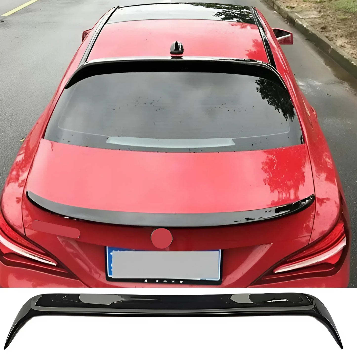 For BenZ CLA W117 2013-2019 Roof Wing Spoiler Glossy Black ABS Plastic Durable Exterior Upgrade Easy Installation
