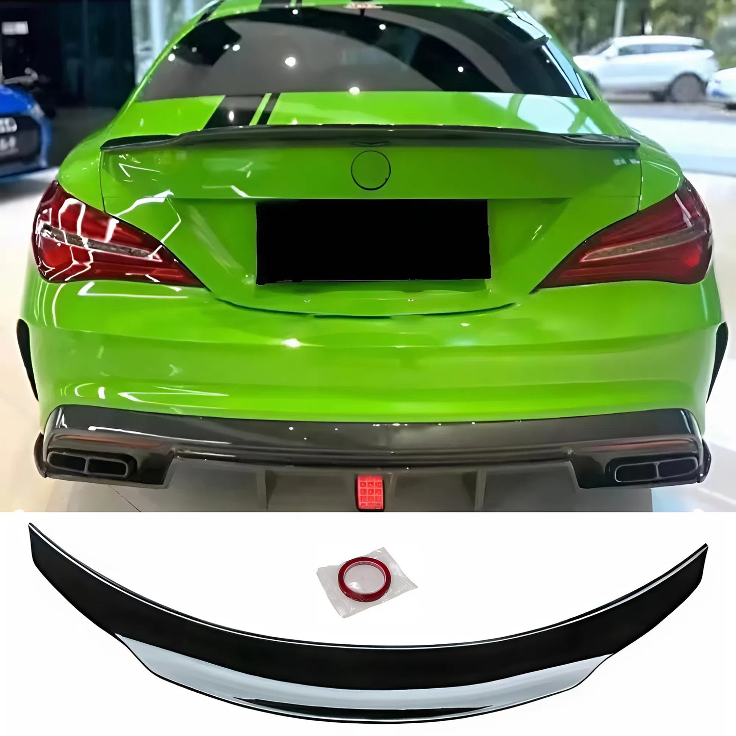 For BenZ CLA W117 PSM Style Rear Spoiler 2013-2019 Piano Glossy Black ABS Plastic