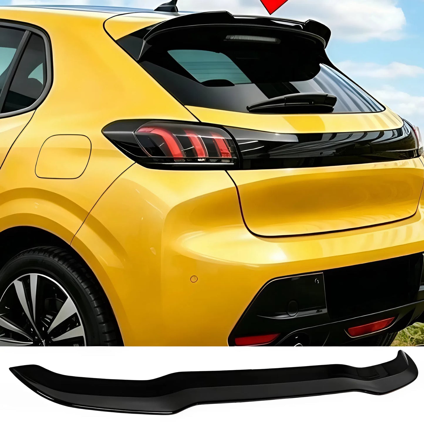 For Peugeot 208 MK2 Rear Spoiler 2019-2023 Piano Glossy Black ABS Plastic Sport Style Trunk Spoiler Lightweight Durable Exterior Upgrade Easy Installation