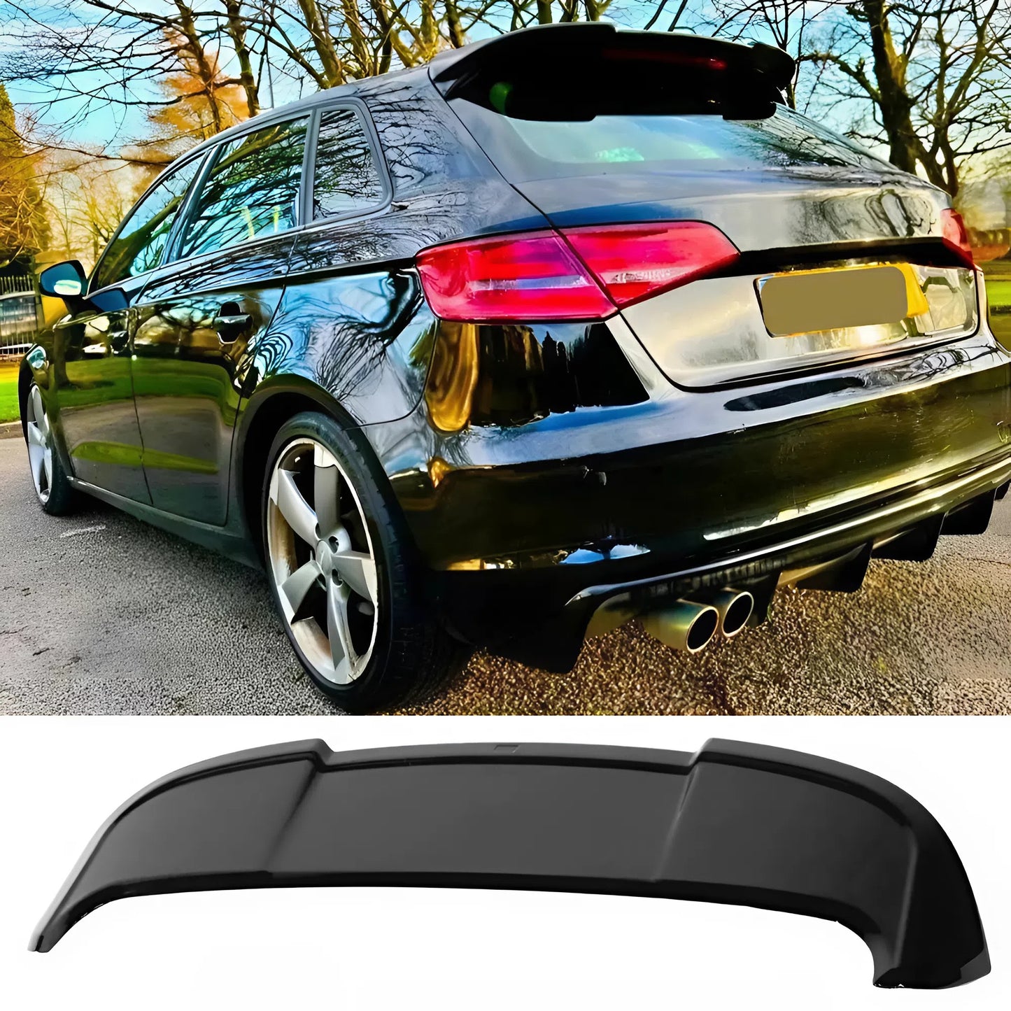 For AUDI A3(8V) 5-Door Hatchback Car Rear Spoiler 2014-2020 Piano Glossy Black ABS Plastic