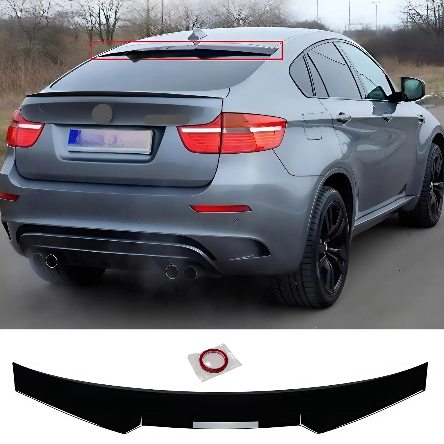 For BMW X6/X6M E71 Roof Spoiler 2008-2015 Piano Glossy Black ABS Plastic