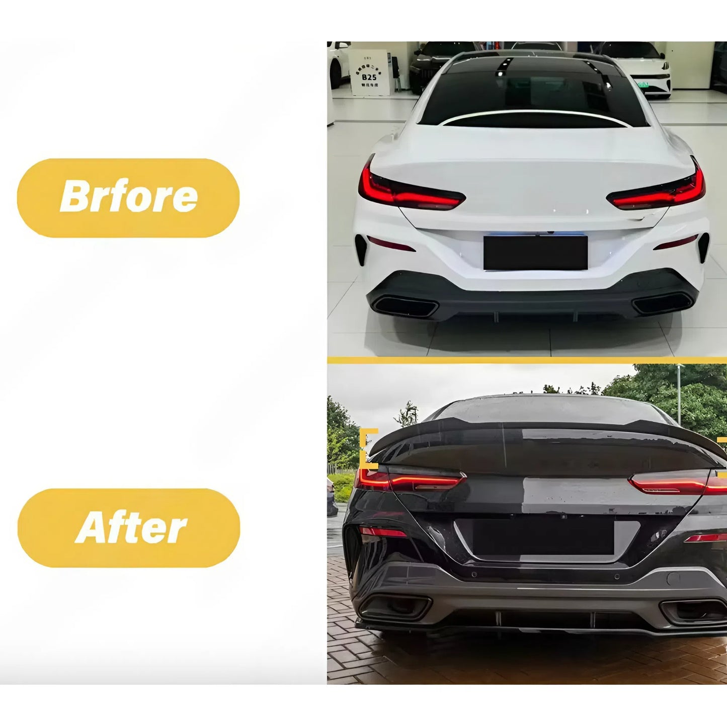 For BMW G16 F93 8 Series Gran Coupe PSM Style Rear Spoiler 2018+ Piano Glossy Black ABS Plastic