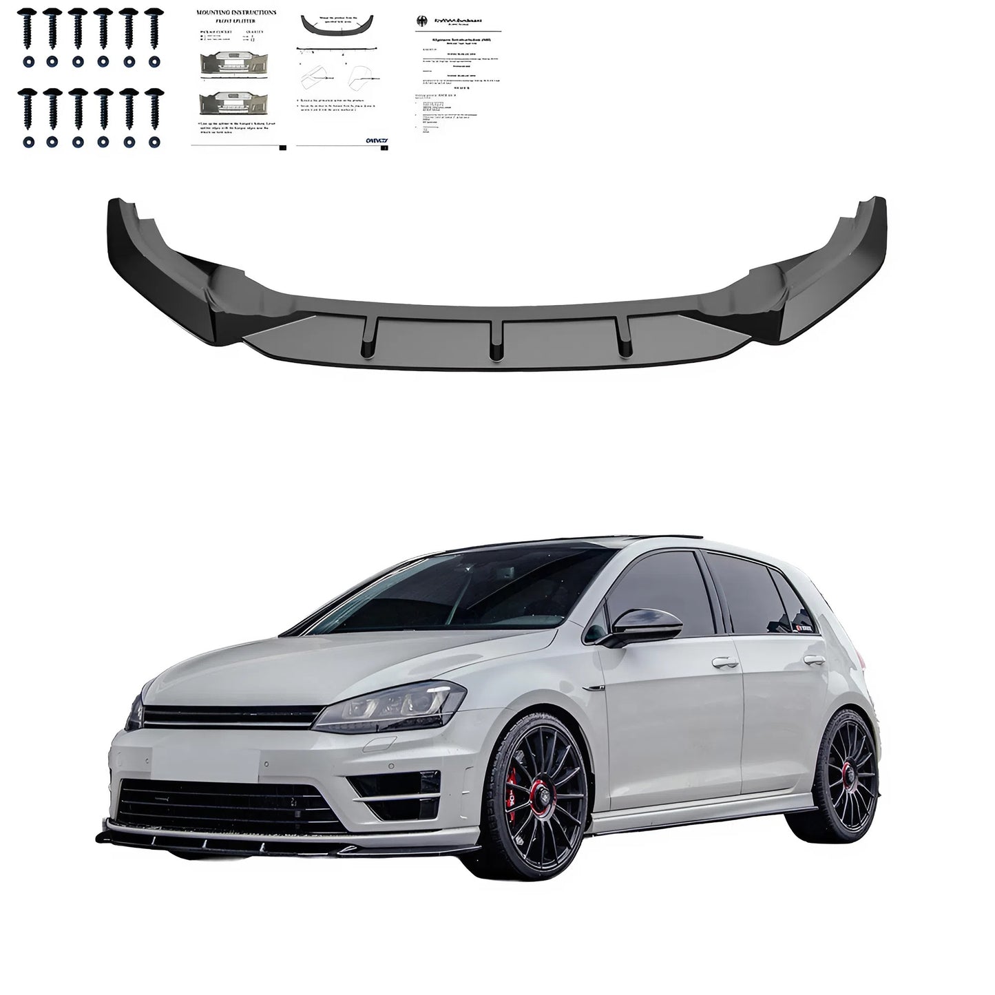 Compatible With VW Golf Mk7 R 2013 - 2016 Front Splitter Version 2 With ABE TÜV ONE-WAY