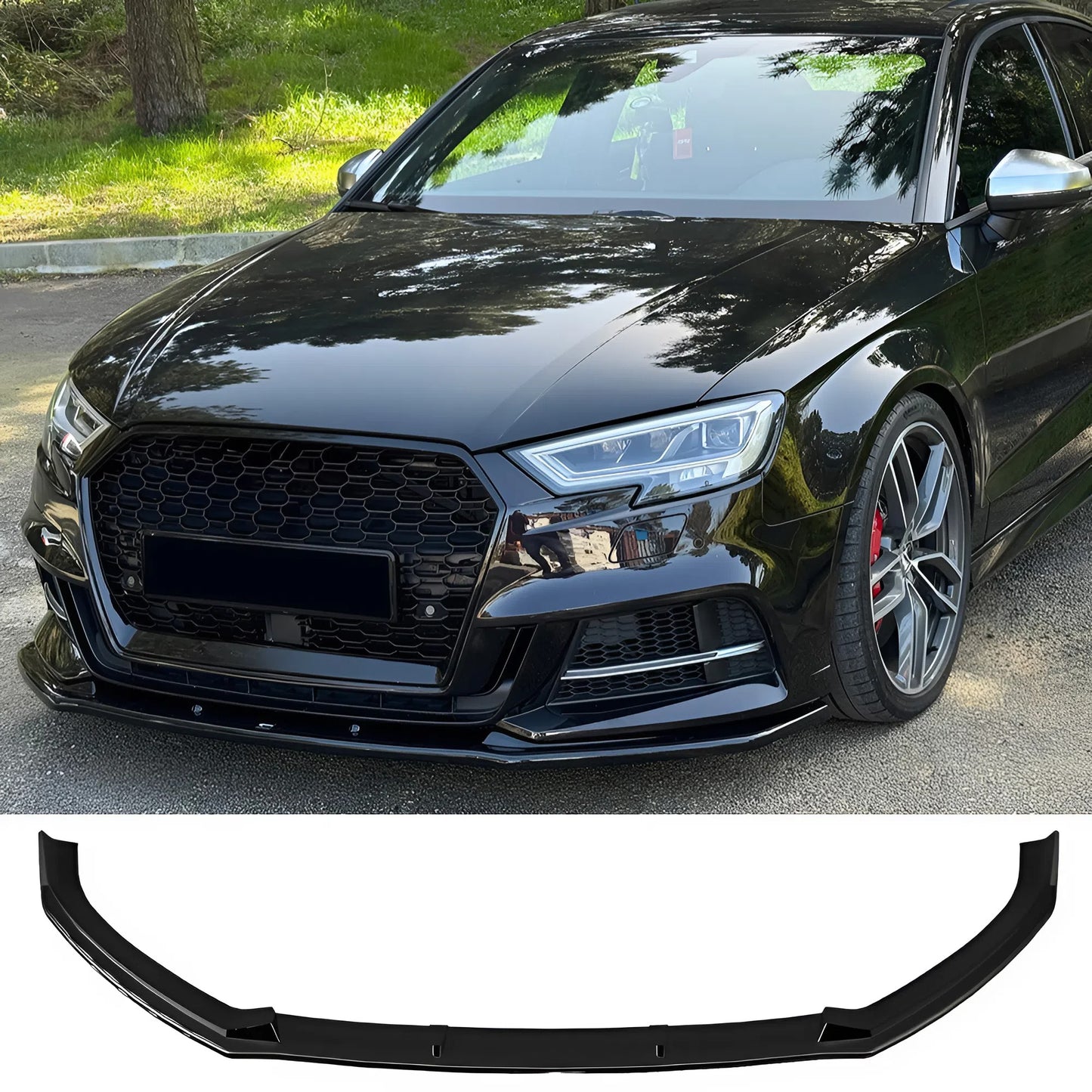 Compatible With AUDI S3 Sedan 8V Facelift 2016-2019 Front Splitter With ABE TÜV ONE-WAY