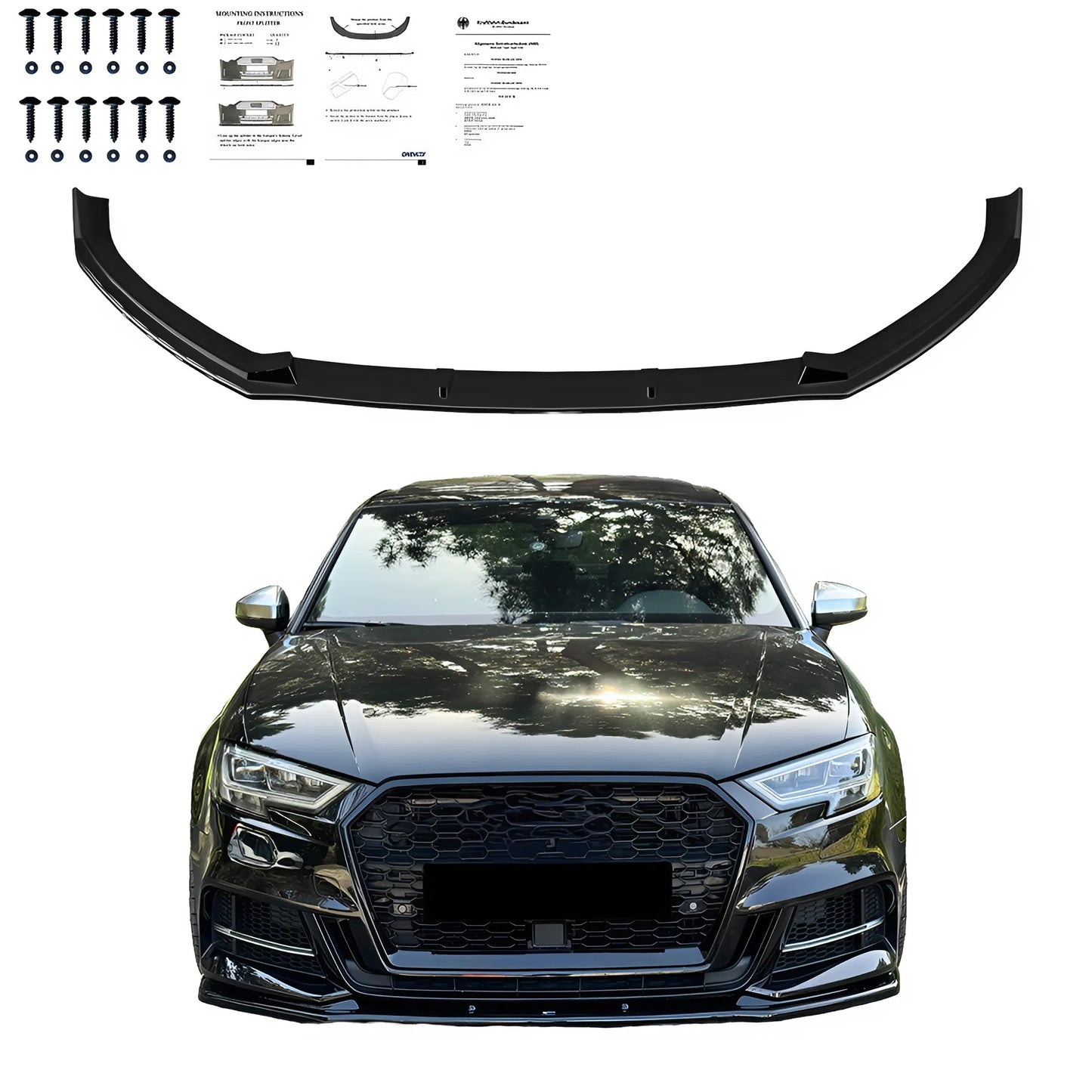 Compatible With AUDI S3 Sedan 8V Facelift 2016-2019 Front Splitter With ABE TÜV ONE-WAY