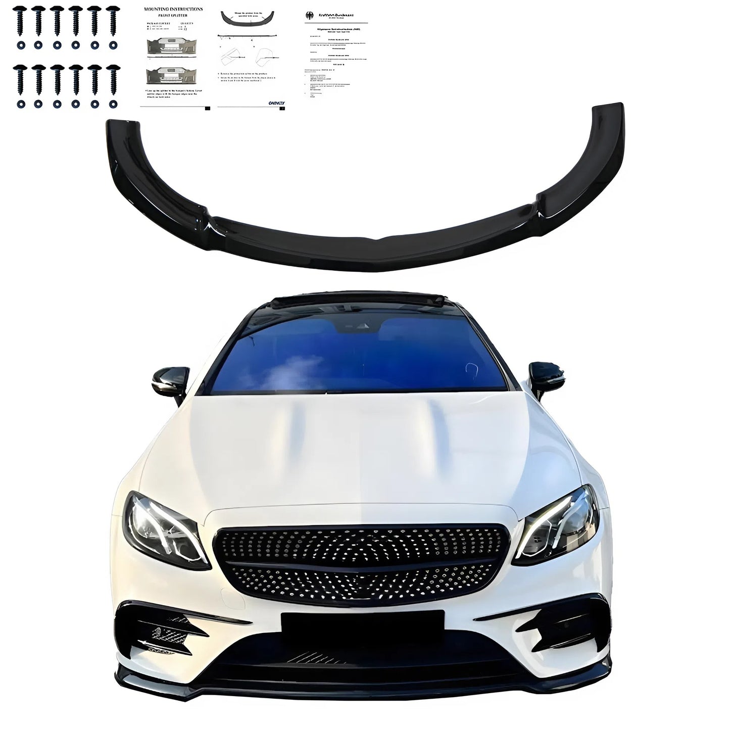 Compatible With MERCEDES E Class S213 E63 AMG Estate 17-21 / MRCDS E Class W213 E63 AMG Sedan 17-21 Front Splitter With ABE TÜV ONE-WAY