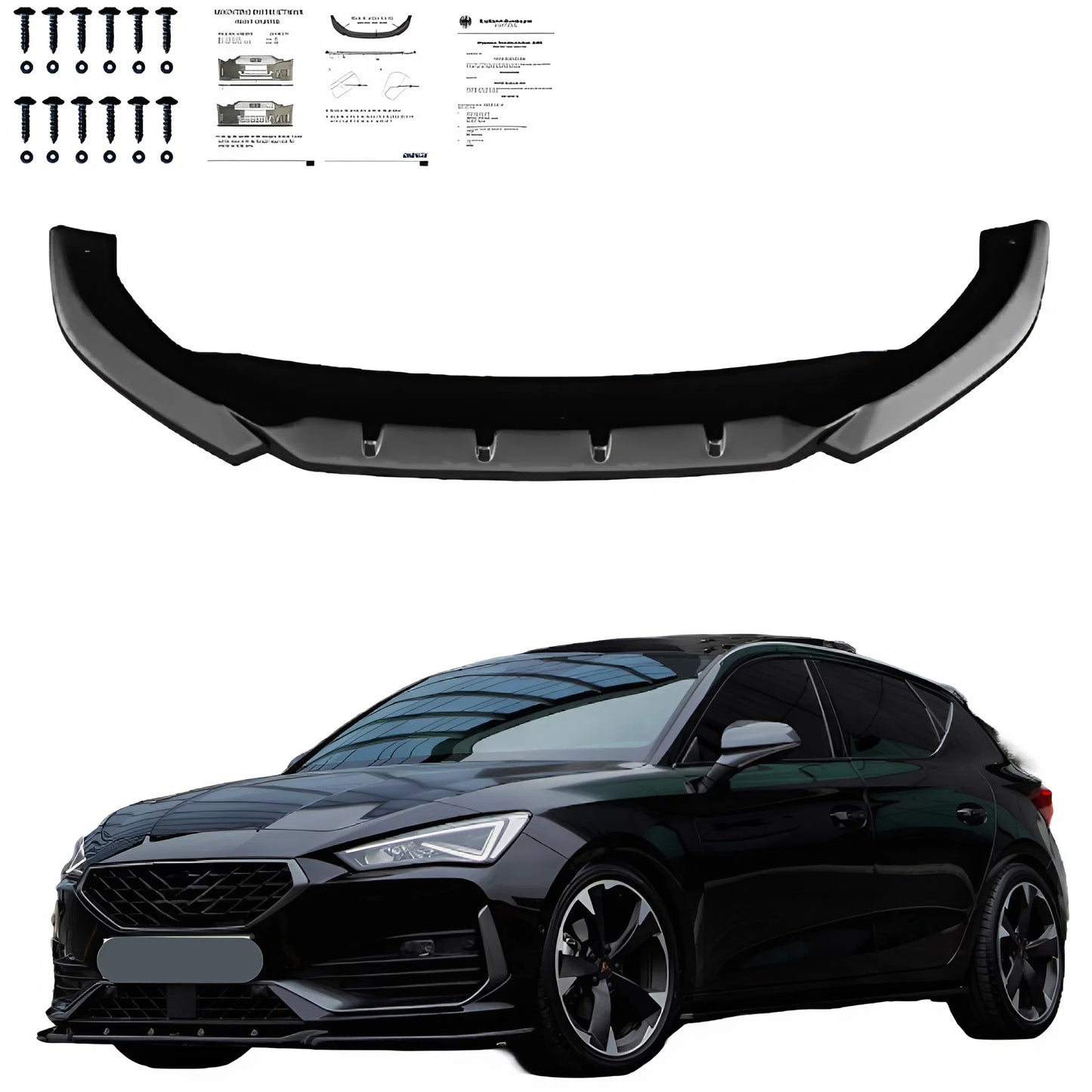 Compatible With CUPRA Leon MK1 2020-2024 Front Splitter With ABE TÜV ONE-WAY