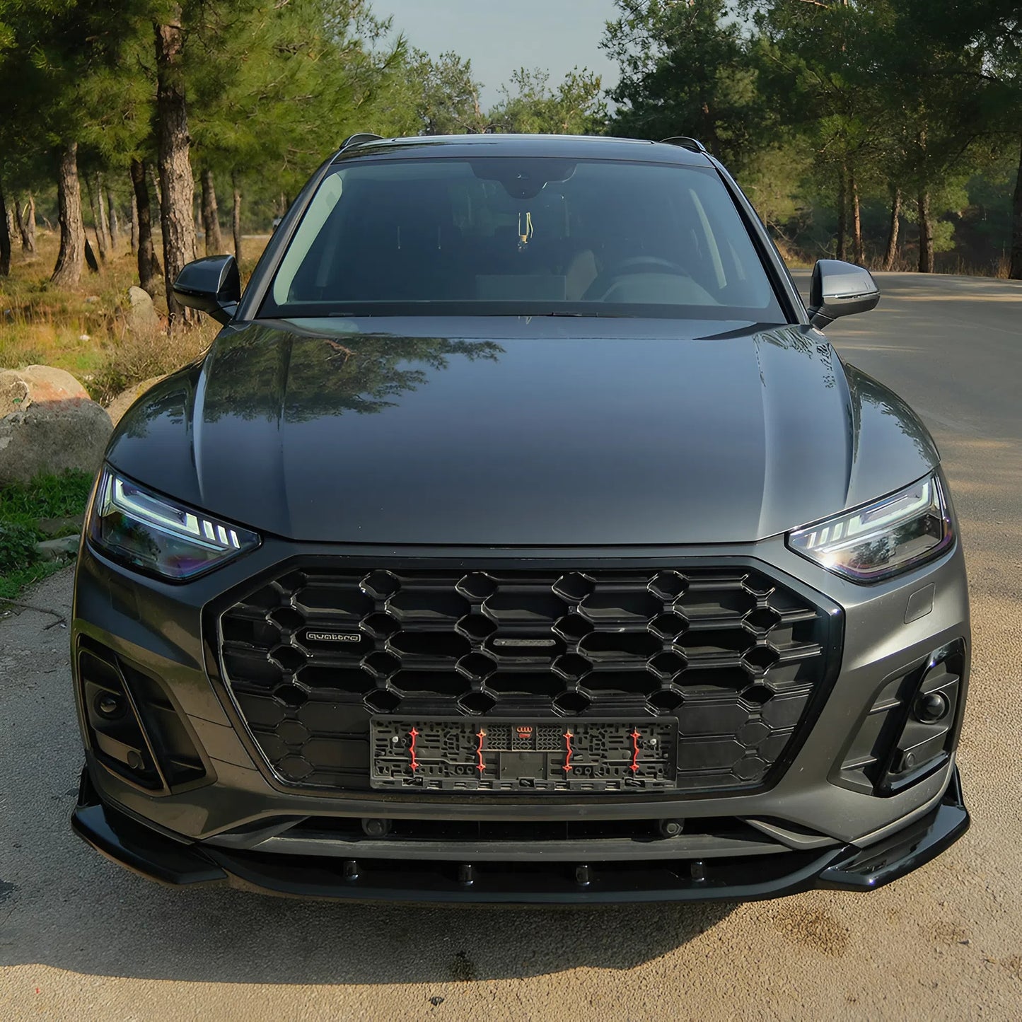 Compatible With AUDI SQ5 / Q5 S-Line ( SUV / Sportback ) Mk2 Facelift 2020-2024 Front Splitter ONE-WAY