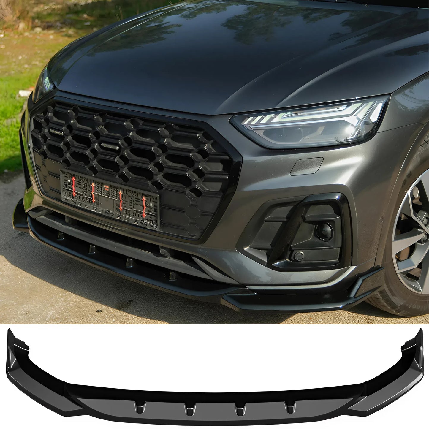 Compatible With AUDI SQ5 / Q5 S-Line ( SUV / Sportback ) Mk2 Facelift 2020-2024 Front Splitter ONE-WAY