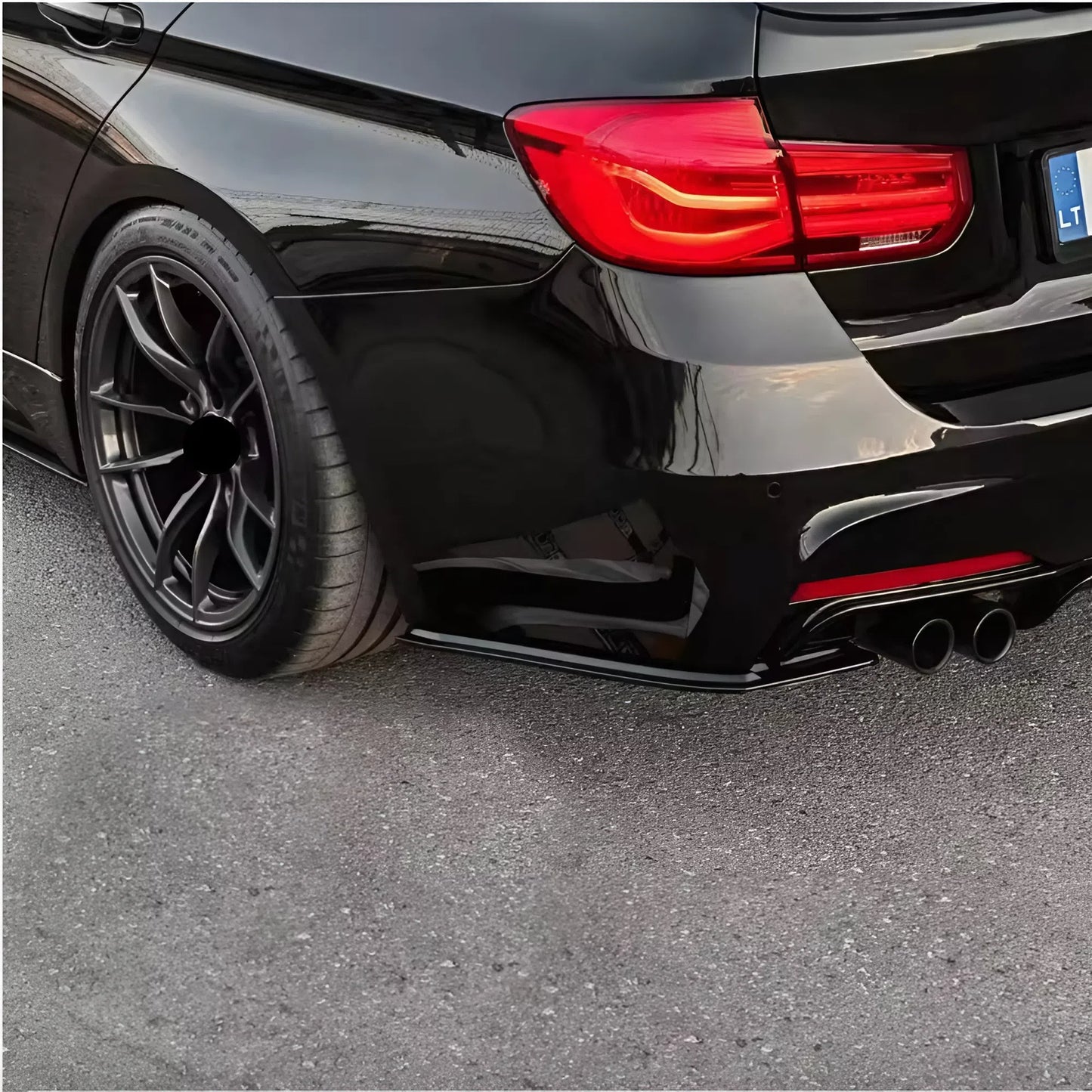 For BMW 3 Series F30 F31 M Sport 2012-2018 Rear Bumper Splitter Piano Glossy Black ABS Plastic Rear Diffuser Lip Trim