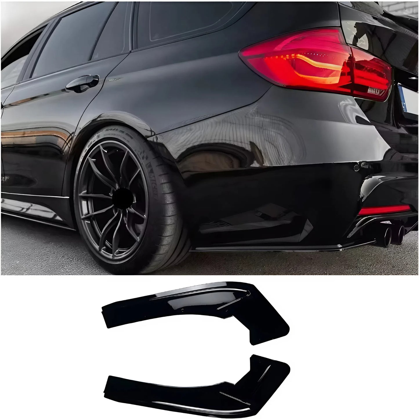 For BMW 3 Series F30 F31 M Sport 2012-2018 Rear Bumper Splitter Piano Glossy Black ABS Plastic Rear Diffuser Lip Trim