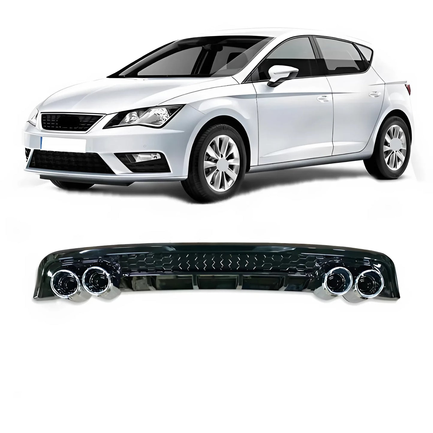 For Seat Leon 2013-2018 Diffuser Piano Glossy Black ABS Plastic Rear Bumper Styling Accessory