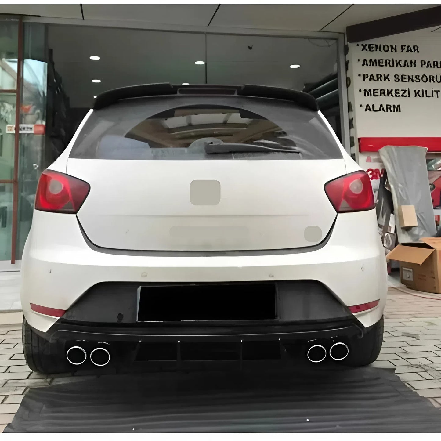 For Seat Ibiza 2013-2017 Diffuser Piano Glossy Black ABS Plastic Rear Bumper Styling Accessory