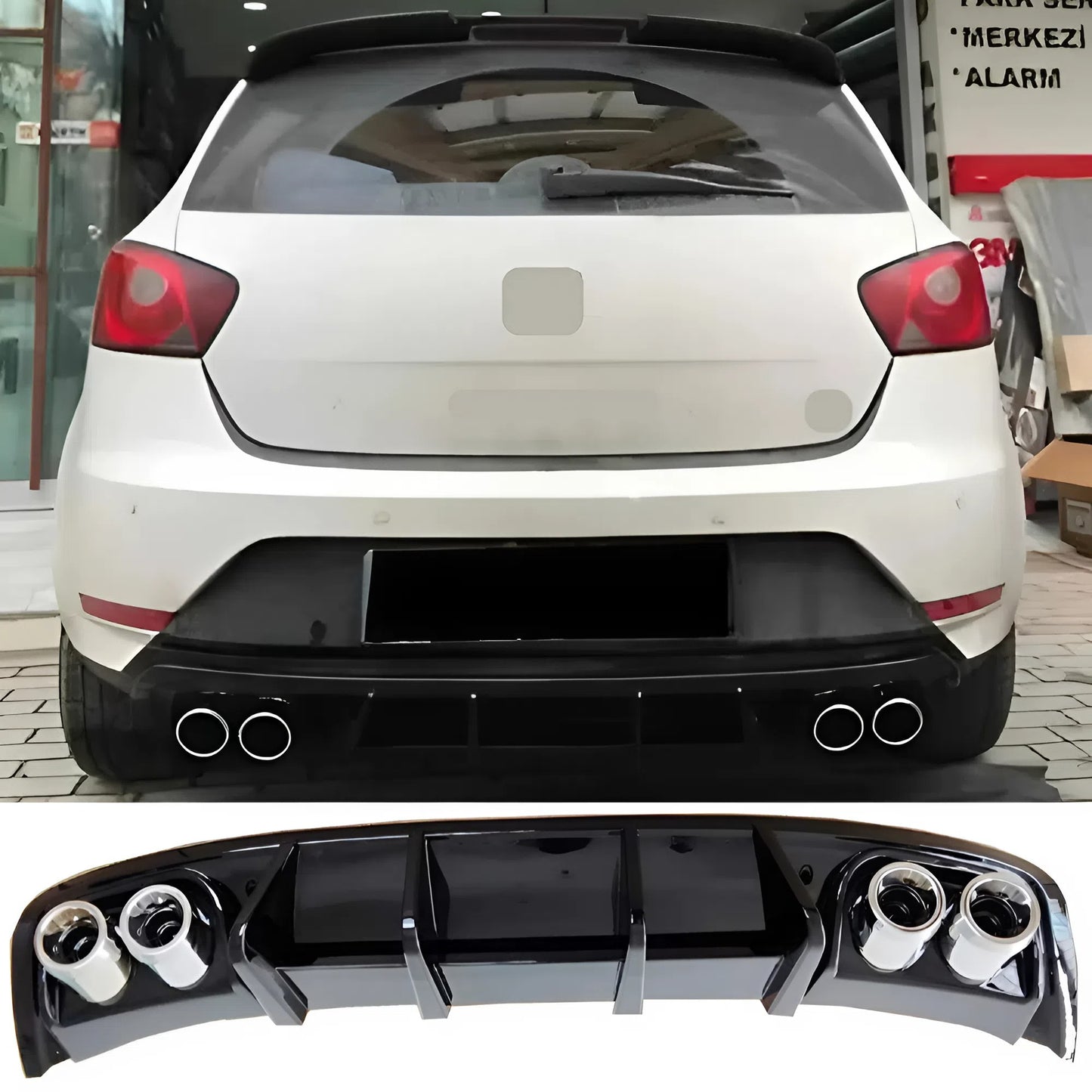 For Seat Ibiza 2013-2017 Diffuser Piano Glossy Black ABS Plastic Rear Bumper Styling Accessory