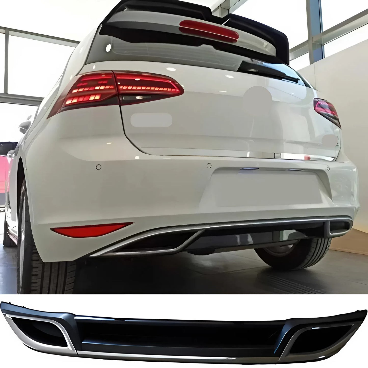 For Golf 7 / 7.5 2013-2017 Piano Glossy Black Diffuser ABS Plastic Rear Bumper Styling Accessory