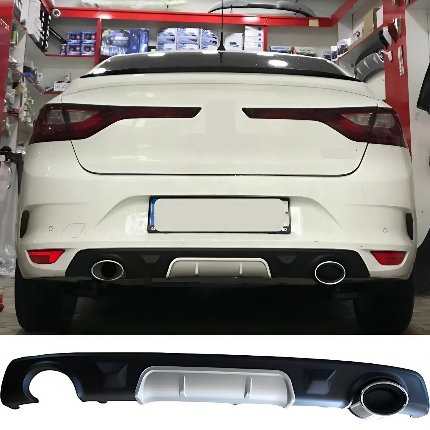 For Megane 4 2016-2020 Sedan Diffuser Gray ABS Plastic Rear Bumper Styling Accessory