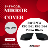 Mirror Cover For BMW E60 E61 E63 E64 / 2003-2007 Accessory Bright Black BAT MODEL