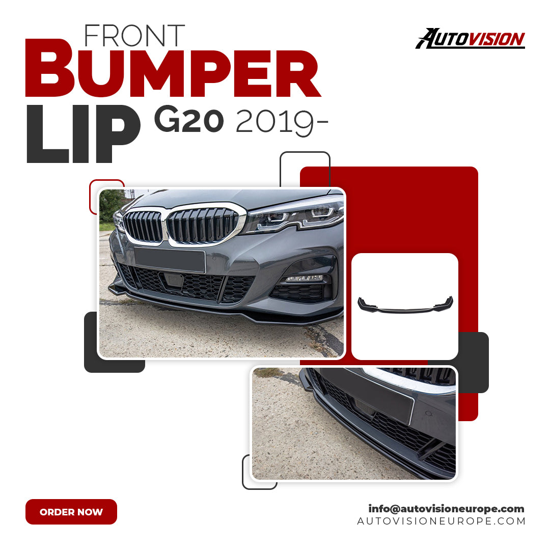 Autovision for BMW G20 2019- Front Bumper Lip Piano Black Vacuum