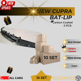 AutoVision NEW Cupra Bat-Lip 3 Pcs./CARBON COATED X10 SET - Front Bumper Lip All Cars Universal Model