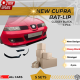 AutoVision NEW Cupra Bat-Lip (3 Pcs.) X 5 SET/ Glosy Black Front Bumper Lip All Cars Universal Model