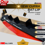 AutoVision NEW Cupra Bat-Lip 4 Pcs./CARBON COATED - Front Bumper Lip All Cars Universal Model