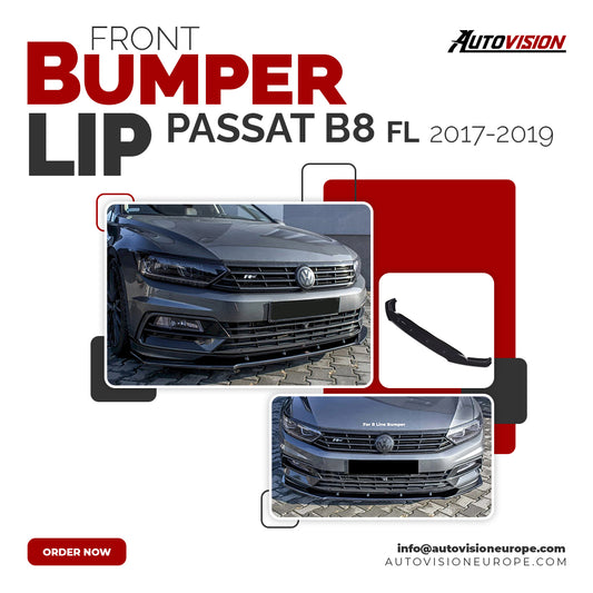 Autovision for Passat B8 R Line FL 2015-2019 Front Bumper Lip Piano Black Vacuum