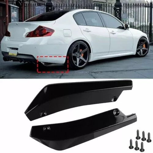 Universal Rear Side Splitter for All Cars Glossy Black ABS Plastic AutoVision