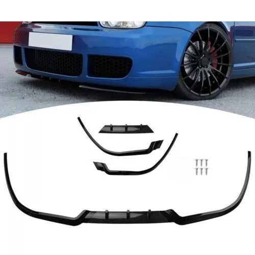 Universal Front Lip 3 Parts Bumper Compatible With All Cars Glossy Black Color